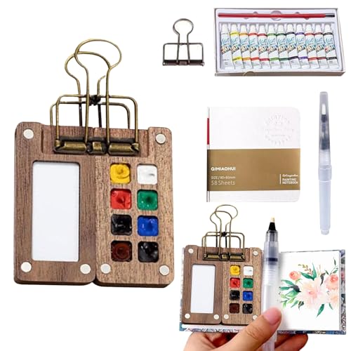 AURIVEE Mini Malkasten Aquarell Set - Tragbare 8-Fach Holz Palette für Wasserfarben AURIVEE Mini Malkasten Aquarell Set - Tragbare 8-Fach Holz Palette für Wasserfarben von AURIVEE