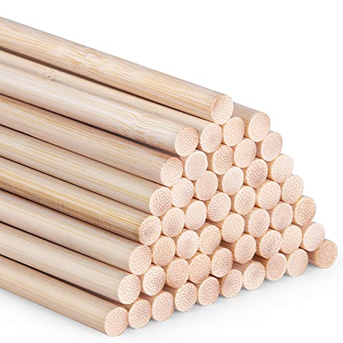 Lange Stäbe aus Bambus zum Basteln, Bambusstäbchen 30 cm, Bastelstäbe, runder Stiel, Holz für Bastelarbeiten, 50 Wurzeln, hochwertiger Bambusstab (8 mm/0,32 Zoll) von AUSYDE