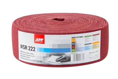 APP WSR 222 - Schleifvliesrolle, 100 mm x 10 m, rot | Extrem langlebiges Schleifvlies für Metall, Holz, Stahl und Edelstahl | Grobkörnige Schleifwolle, Körnung: 320-360 von AUTO-PLAST PRODUKT