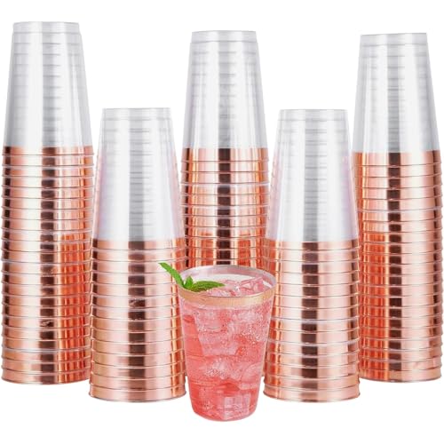AUTOWNLUX 50 Stück Hartplastik Plastikbecher mit Roségoldem Rand, 360ml/12oz Kunststoff Partybecher, Mehrweg Transparent Trinkbecher für Party, Hochzeiten, Geburtstag AUTOWNLUX 50 Stück Hartplastik Plastikbecher mit Roségoldem Rand, 360ml/12oz Kunststoff Partybecher, Mehrweg Transparent Trinkbecher für Party, Hochzeiten, Geburtstag von AUTOWNLUX