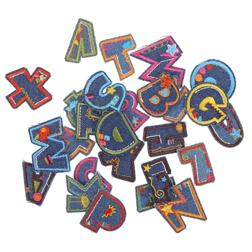 26 Bunte Buchstaben-aufnäher Zum Aufbügeln, Stickerei-alphabet-flicken Für Jeans, Diy-nähapplikationen Für Jacken Und Hosen, Dekorative Wärmeübertragungsbuchstaben von AUTSUPPL