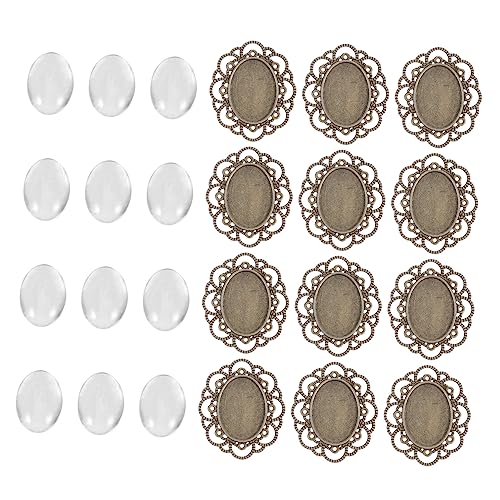 30Stücke Teiliges Vintage Brosche Lünette mit Glasdome für DIY Schmuckgestaltung Retro Design zum Basteln von Individuellen Accessoires für Projekte von AUTSUPPL