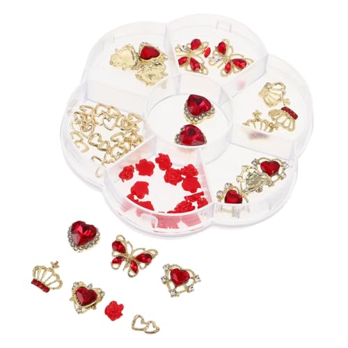 AUTSUPPL 1 Box Nagelkunst Zubehör Herzanhänger Für Nägel Flache Rückseite Herz Nagelanhänger Strass Nägel Schmuck Nagelschmuck Für Kunst 3D Nagelanhänger Herz Nagel Strasssteine von AUTSUPPL