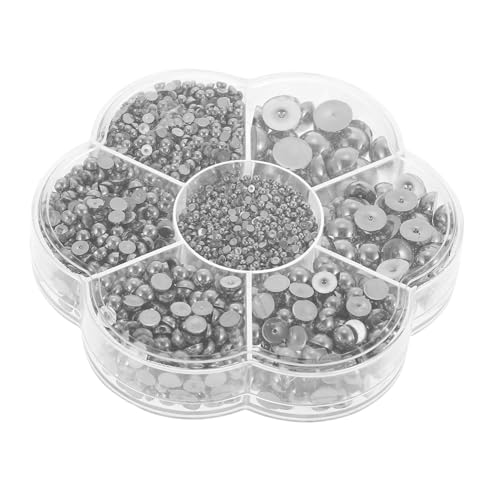AUTSUPPL 1 Schachtel Halbperlen Schmuck Bastelperlen Kunststoff Flache Rückseite Multifunktional Nagelverzierung DIY Dekoration Silberfarben Langlebig Geruchlos von AUTSUPPL