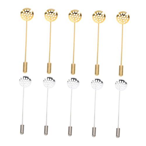 AUTSUPPL 10 Stück Teiliges Broschennadel aus Zinklegierung Runde Anstecknadeln mit Netz Tray DIY Bastelzubehör für Broschen Namensschilder und Handwerksprojekte Gold und Silberfarben von AUTSUPPL
