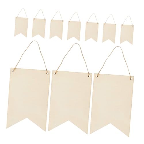 AUTSUPPL 10 Stück Teiliges DIY Holzschild mit Hängeöse aus Holz und Hanfseil Blanko Holzplatten zum Bemalen und Basteln Vintage Holzschilder für Kreative Dekoration und Gartenschilder von AUTSUPPL