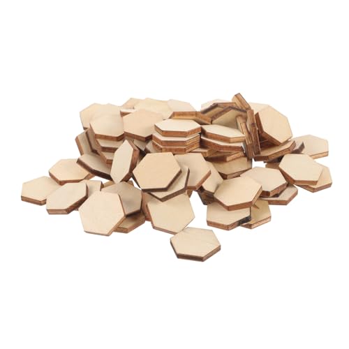 AUTSUPPL 100 Stück Buchenholz Sechseck Holzornamente DIY Basteln Handwerk Naturmaterialien Dekoration Geburtstag Hochzeit Weihnachten von AUTSUPPL