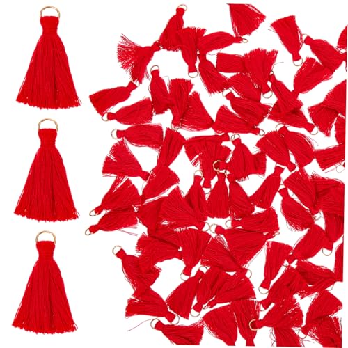 AUTSUPPL 100 Stück Mini Quasten Anhänger Rot Elegante Zarte Schmuck troddeln für DIY Basteln Vielseitige Hängende Dekorationen für Schlüssel Taschen Rucksäcke und Mehr von AUTSUPPL