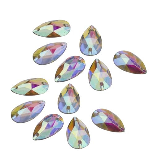AUTSUPPL 100 Stück Teiliges Flache Ab Resin Strasssteine Tropfenform Flachrückig mit Nähloch zum Aufnähen oder Kleben für Kostüme Schmuck und Textilien von AUTSUPPL