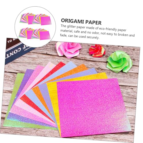AUTSUPPL 100 Stück Teiliges Perlmutt-glitzer Origami-faltpapier Buntes Bastelpapier für DIY Handarbeiten Kinderfreundlich Geruchsneutral Robust für Papierkunst Schule und Dekoration von AUTSUPPL