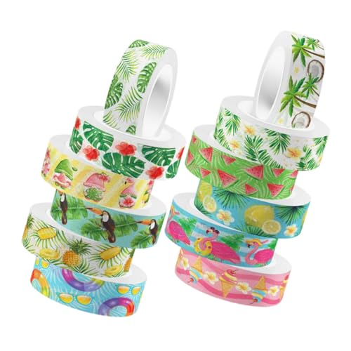 AUTSUPPL 12 Rollen Grüne Washi Tape Scrapbook Klebeband aus Papier Bedruckt Leicht Abreißbar DIY Dekoration für Tagebücher Kalender Geschenke Fotoalben Handgefertigte Bastelprojekte von AUTSUPPL