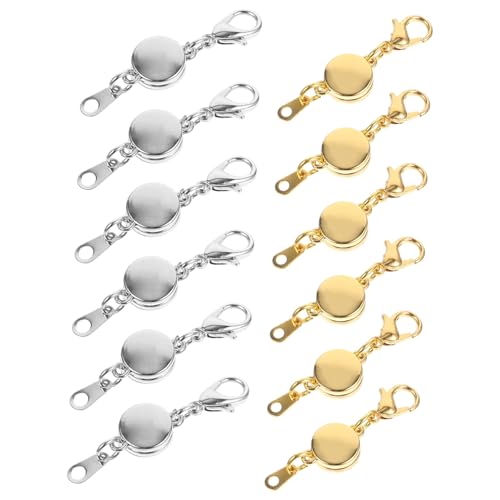 AUTSUPPL 12 Stück Teiliges Magnetische Kettenverschlüsse und Armbandverschlüsse aus Langlebiger Legierung Glatte Runde Form in Silber und Gold für DIY Schmuckherstellung und Einfache von AUTSUPPL