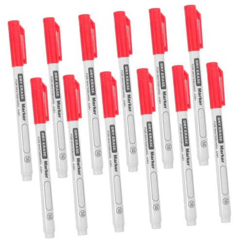 AUTSUPPL 12 Stück Teiliges Whiteboard Marker Dünne Spitze Rote Markierstifte Trocken Abwischbar für Schule Büro Glatte Oberflächen von AUTSUPPL