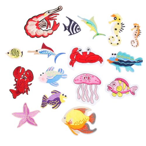 AUTSUPPL 16 Stück Teiliges Bestickte Aufnäher Patches zum Aufnähen und Reparieren von Kleidung und Taschen Cartoon designs Weiches Stoffmaterial für DIY Bekleidungszubehör und Individuelle von AUTSUPPL