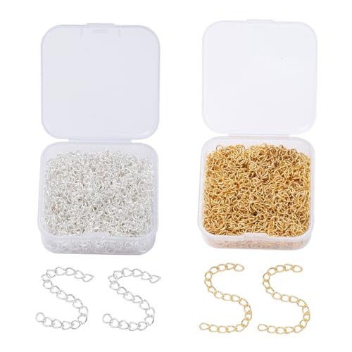 AUTSUPPL 2 Boxen Boxen Eisenverlängerungsketten DIY Schmuckzubehör Kettenverlängerung für Halsketten Armbänder Schlüsselanhänger Basteln Gold und Silber pro Box AUTSUPPL 2 Boxen Boxen Eisenverlängerungsketten DIY Schmuckzubehör Kettenverlängerung für Halsketten Armbänder Schlüsselanhänger Basteln Gold und Silber pro Box von AUTSUPPL