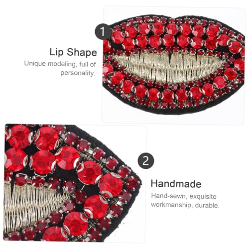 AUTSUPPL 2 STÜCK Kreative Aufnäher Roten Lippen DIY Bügelflicken für Kleidung Taschen Hüte Jeans Modische Textilsticker zum Aufbügeln Einfache Anwendung Pflegeleicht von AUTSUPPL