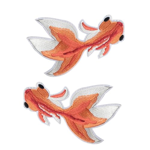 AUTSUPPL 2 Stk. Goldfisch Aufnäher Bestickte Applikationen zum Aufbügeln und Nähen Hautfreundliche Textilreparatur Patches für Kleidung Rucksäcke Dauerhafte Dekoration und Verstärkung von AUTSUPPL