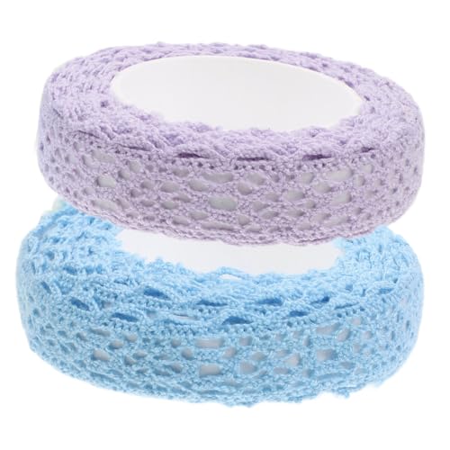 AUTSUPPL 2 Stück Doppelseitiges Spitzenband Baumwolle Lace Tape für DIY Basteln Nähen Dekoration Vintage Stoffband Blau Elegantes Textilband für Handwerk Hochzeit Geschenk von AUTSUPPL