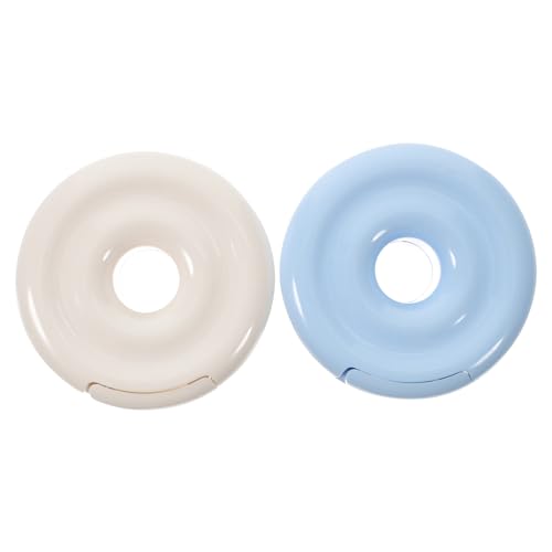 AUTSUPPL 2 Stück Praktischer Klebebandhalter mit Wiederverwendbarem Cutter Kompakter Tape Dispenser für Büro und Haushalt Langlebiger Kleberollen Abroller in Blau und Beige von AUTSUPPL