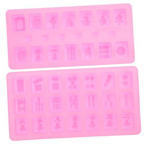 AUTSUPPL 2 Stück Silikon DIY Mahjong Gießform Epoxidharz Harzform zum Basteln Reißfest Flexibel Leicht zu Entformen Klein und Tragbar für Kreative Handarbeiten und Zufällige Farbe von AUTSUPPL