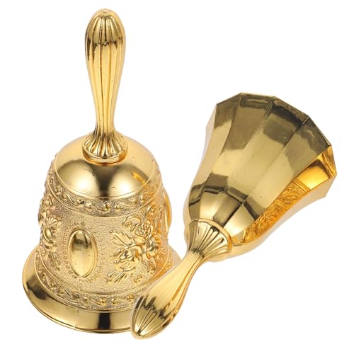 AUTSUPPL 2 Stück Vintage Handglocke Kupferlegierung Retro Stil mit Klarem Klang Ergonomischer Griff für Bar Restaurant Hochzeit Schule Empfang Tischklingel Dekoration von AUTSUPPL