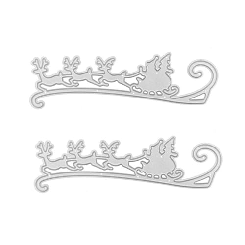 AUTSUPPL 2 Stück Weihnachtsschlitten Messerform Schablone Stanzform Zum Herstellen Von Etiketten Grüßen Scrapbooking Vorlage Rentierformen Weihnachten Fröhliche Basteldekoration von AUTSUPPL