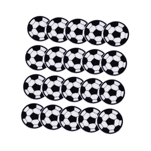 AUTSUPPL 20 Stück Bestickte Fußball Aufnäher aus Strapazierfähigem Einfach zu Reparierende Applikationen für Kleidung Taschen Schuhe und Hüte Hautfreundlich und Vielseitig Einsetzbar von AUTSUPPL