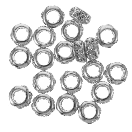 AUTSUPPL 20 Stück Rondelle Spacer Perlen mit Strassbesatz Große Lochperlen Silberfarbene Kupferzwischenperlen für Schmuckherstellung für Armbänder DIY und Bastelprojekte AUTSUPPL 20 Stück Rondelle Spacer Perlen mit Strassbesatz Große Lochperlen Silberfarbene Kupferzwischenperlen für Schmuckherstellung für Armbänder DIY und Bastelprojekte von AUTSUPPL