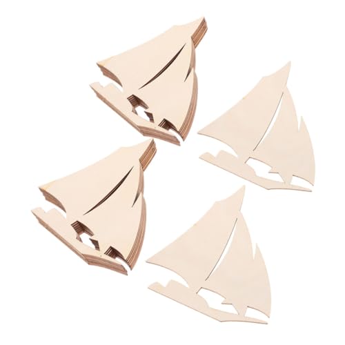 AUTSUPPL 20 Stück Segelbootdekoration Holzboot Dekoration Holzhandwerk im Sommer Schiffholzhandwerk Nautische Holzanhänger Partydekorationen für Segelboote DIY Ocean Decor Pappelbrett Beige von AUTSUPPL
