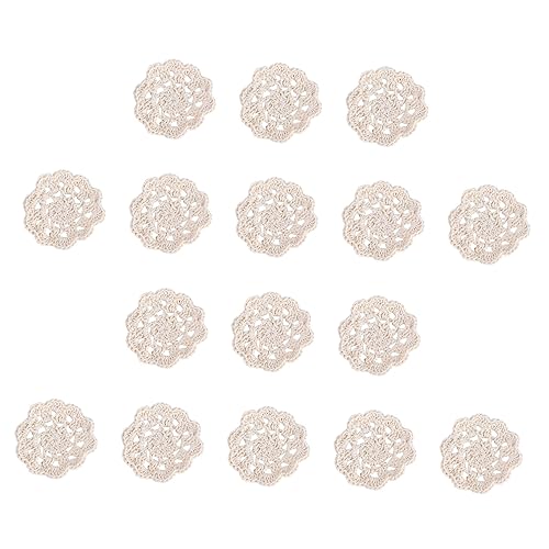 AUTSUPPL 20 Stück Teiliges Gehäkelte Baumwoll spitzenblumen Applikationen Handgefertigte DIY Zubehör für Kleidung Taschen Geschenkverzierung Langlebige Dekorative Häkelblumen in Beige von AUTSUPPL