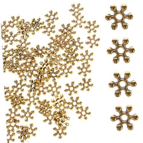 AUTSUPPL 200 Stück Schneeflocken Schmuckperlen Vintage Legierung Spacer Beads für DIY Armbänder Bastelzubehör für Winterdekoration und Schmuckherstellung AUTSUPPL 200 Stück Schneeflocken Schmuckperlen Vintage Legierung Spacer Beads für DIY Armbänder Bastelzubehör für Winterdekoration und Schmuckherstellung von AUTSUPPL