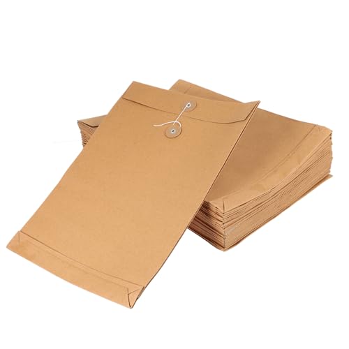 AUTSUPPL 25 Stück Teiliges Kraftpapier Dokumententaschen Unbedruckt Format Leichte Große Kapazität mit Knopfverschluss Vielseitig für Büro Schule Geschäftsreisen und Dokumentenorganisation von AUTSUPPL