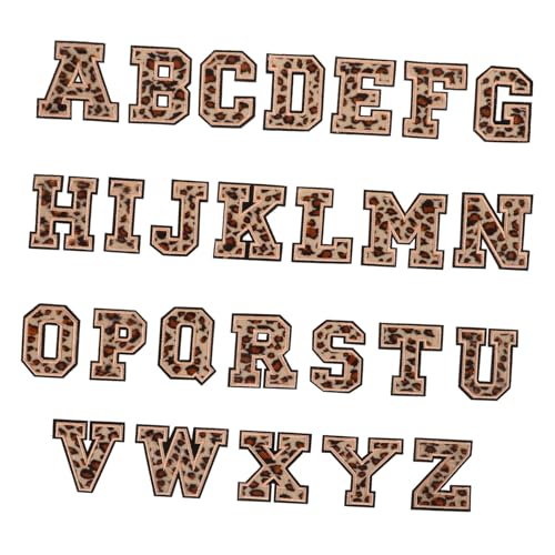 AUTSUPPL 26 Stück Teiliges Aufbügelbare Buchstaben Patches mit Leopardenmuster Gestickte Stoffbuchstaben für DIY Kleidung Taschen Hüte Schuhe Einfach Anzubringen zum Verzieren und von AUTSUPPL