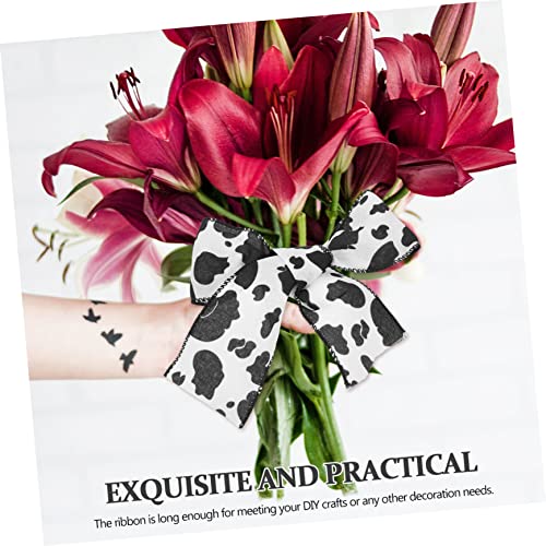 AUTSUPPL 3 Rollen Kuhmuster Geschenkband mit Drahtkante Breit Polyester Eisen Material Strapazierfähiges Dekoband für DIY Basteln Geschenkverpackung und Osterdeko von AUTSUPPL