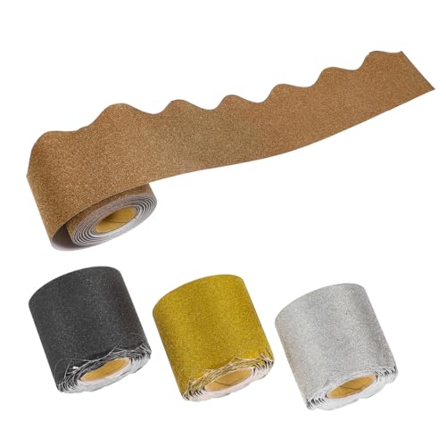 AUTSUPPL 4 Rollen Glitzernde Pinnwand-bordüre Gewellte Kanten Bulletin Board Border Dekorative Randstreifen für Klassenzimmer Party Kindergarten Farben Gold Silber Schwarz Braun AUTSUPPL 4 Rollen Glitzernde Pinnwand-bordüre Gewellte Kanten Bulletin Board Border Dekorative Randstreifen für Klassenzimmer Party Kindergarten Farben Gold Silber Schwarz Braun von AUTSUPPL