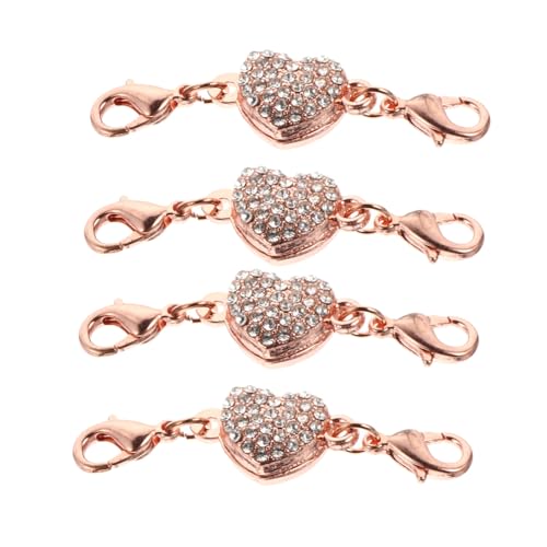 AUTSUPPL 4 STÜCKE Teiliges Herzform Schmuckverschluss in Roségold mit Strass Kettenverlängerung für Halsketten und Armbänder DIY Schmuckzubehör Passende für Ketten und Armreifen von AUTSUPPL