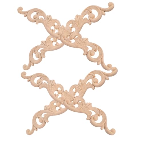 AUTSUPPL 4 Stück Teiliges Geschnitztes Holzornament Europäischer Stil Feine Politur Robust und Vielseitig für Möbel Wanddeko DIY Holzapplikationen für Stilvolle Raumgestaltung von AUTSUPPL