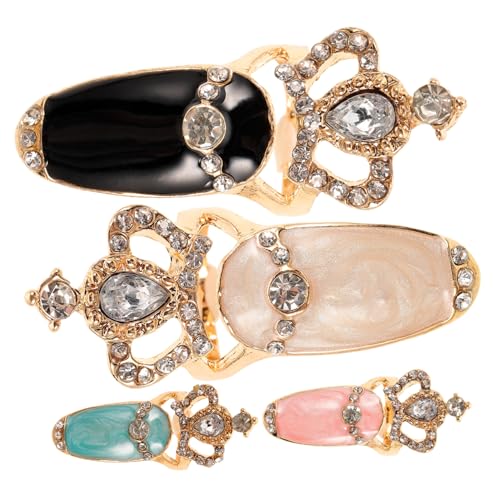 AUTSUPPL 4 Stück Teiliges Nagelring Funkelnden Strasssteinen Modische Diadem Fingerringe aus Legiertem Material Glänzende DIY Nail Art Accessoires für Damen Geeignet für Alltag und AUTSUPPL 4 Stück Teiliges Nagelring Funkelnden Strasssteinen Modische Diadem Fingerringe aus Legiertem Material Glänzende DIY Nail Art Accessoires für Damen Geeignet für Alltag und von AUTSUPPL