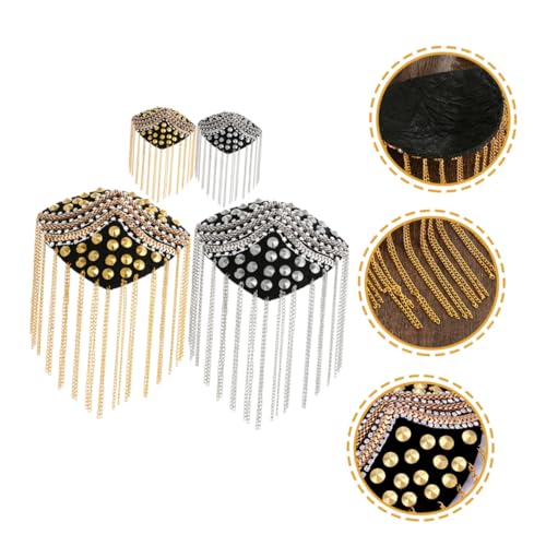 AUTSUPPL 4 Stück Teiliges Schulter schmuck Quasten ketten Punk Epauletts in Gold und Silber Modische für Anzüge Kostüme Bühnenauftritte und Uniform dekoration von AUTSUPPL