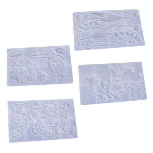 AUTSUPPL 4 Stück Teiliges Silikon Blumenmuster Flexible Epoxidharz Gießformen für DIY Handwerk Inklusive Magnolie Maiglöckchen Pflaumenblüte und Pfingstrose für Kreative Bastelprojekte von AUTSUPPL