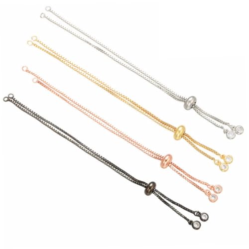 AUTSUPPL 4 Stück Teiliges Verstellbares Armband Langlebigem Messing mit Schiebeverschluss Halbfertige DIY handkette für Damen und Mädchen Farbige Schmuckzubehör in Gold Weißgold Roségold AUTSUPPL 4 Stück Teiliges Verstellbares Armband Langlebigem Messing mit Schiebeverschluss Halbfertige DIY handkette für Damen und Mädchen Farbige Schmuckzubehör in Gold Weißgold Roségold von AUTSUPPL