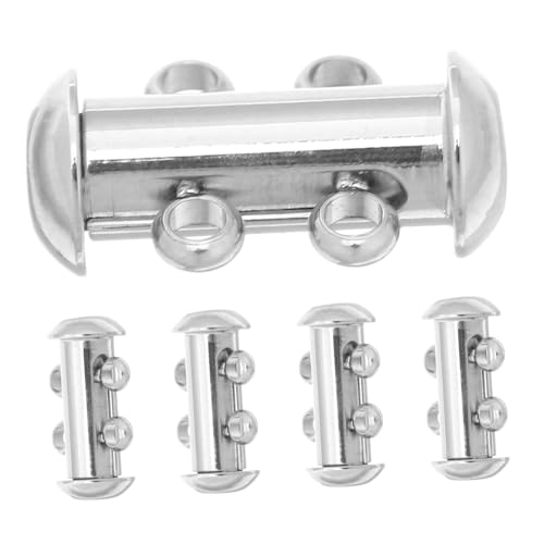 AUTSUPPL 5 Stück Edelstahl Doppelreihiger Schmuckverschluss Vielseitiger Halsketten Armband-verbinder für DIY Mehrlagige Ketten Flexibler Robuster Verschluss für Kreative Schmuckgestaltung von AUTSUPPL