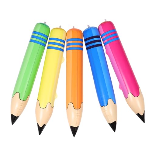 AUTSUPPL 5 Stück Teiliges Aufblasbares Riesen Bleistift aus PVC Leicht und Tragbar Multifunktional als Hammer Hantel und Sportrequisite Sicher für Kindergarten und Schulfeiern von AUTSUPPL