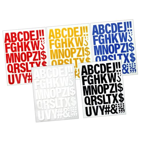 AUTSUPPL 5 Stück Teiliges Bügelbuchstaben für Kleidung Hitzebeständige Textilaufnäher in Gelb Weiß Blau Rot Schwarz Einfach Anzubringen zum Reparieren und Verzieren von Jeans Taschen und von AUTSUPPL