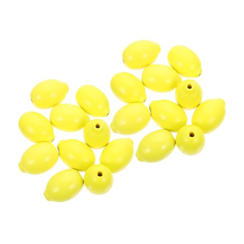 AUTSUPPL 50 Stück Holzperlen DIY Anhänger Bastelperlen für Deko Lemon förmige Holzperlen für Schmuckherstellung Wohnaccessoires Naturbelassene zum Auffädeln von AUTSUPPL