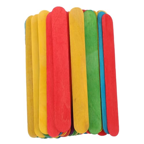 AUTSUPPL 50 Stück Jumbo Bunte Holzstäbe zum Basteln Große Eisstäbchen aus Langlebigem Holz für Diy-kunstprojekte Schulbedarf und Kreative Handwerksarbeiten von AUTSUPPL