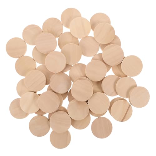 AUTSUPPL 50 Stück Massivholzscheiben Holzkreise Handgemachte Diy-holzspäne Runde Holzmünzen Unfertige Rundholzmünzen Holzscheiben Zum Basteln Holzspäne Selber Machen Holzringe Light Brown von AUTSUPPL
