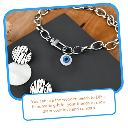 AUTSUPPL 50 Stück Teiliges Holzperlen mit Einzigartigem Augapfel design Runde Lose Holzperlen zum Basteln für DIY Schmuck Armbänder Halsketten und Kreative Dekorationen von AUTSUPPL