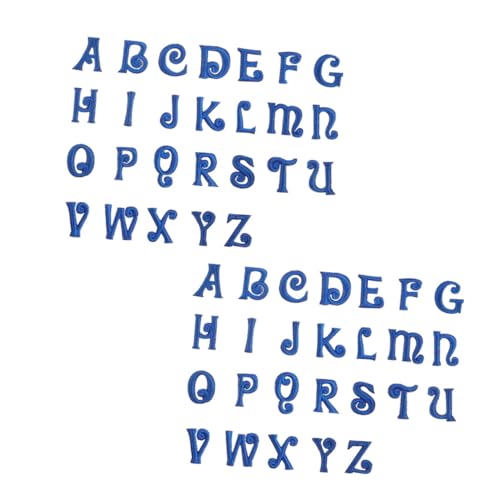 AUTSUPPL 52 Stück Teiliges Blaues Buchstaben Stickerei Bügelbilder Aufbügelbare Applikationen zum Aufnähen DIY Patches für Kleidung Schuhe Hüte Kreative Textildekoration und Reparatur von AUTSUPPL