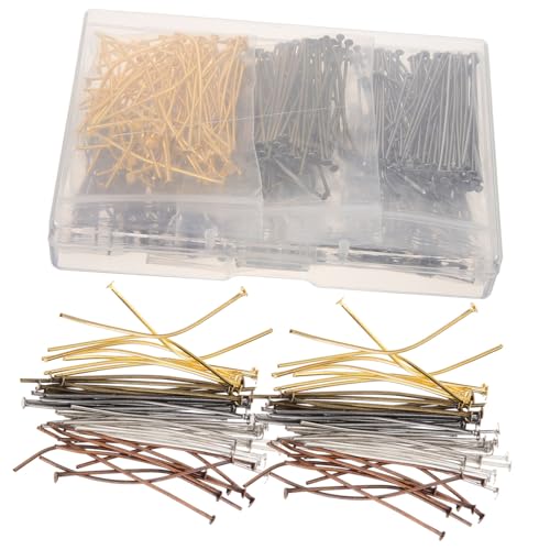 AUTSUPPL 600 Stück Flache Metallkopfnadeln Schmuckherstellung DIY Perlenstifte für Ohrringe Halsketten Basteln Schmuckzubehör Langlebig Sicher Vielseitig Einsetzbar von AUTSUPPL